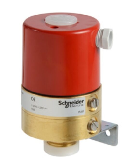 A red and gold Schneider SPP920 differential pressure switch.